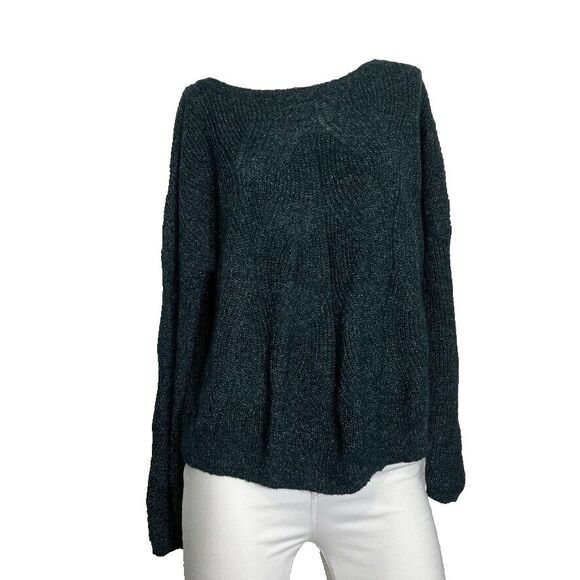 Anthropologie Womens Green Pullover Cable Knit Sweater Cotton Wool Blend Large - Picture 6 of 11